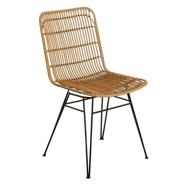 Outdoor Rattan Dining Chair Vintage Natural - Black - White