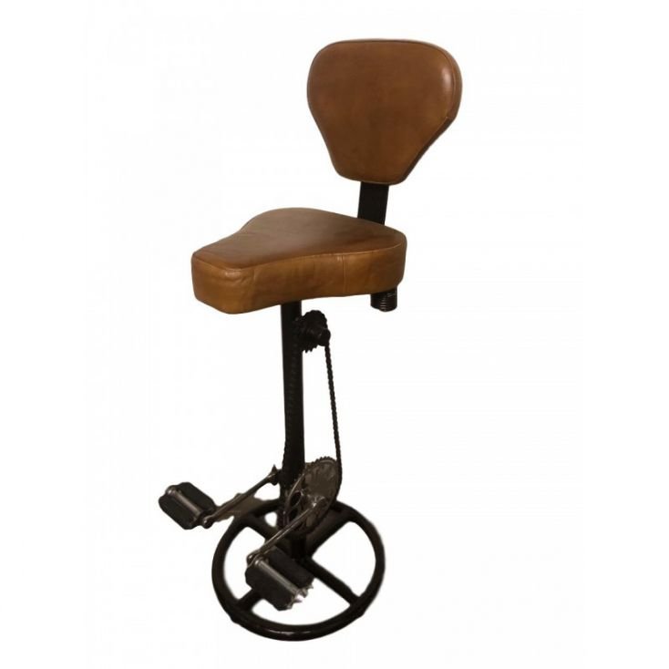 Brown Leather With Backs & Without Bicycle Pedal Bar Stool