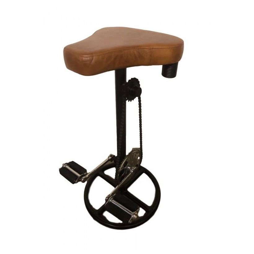 Brown Leather With Backs & Without Bicycle Pedal Bar Stool • UK, US ...