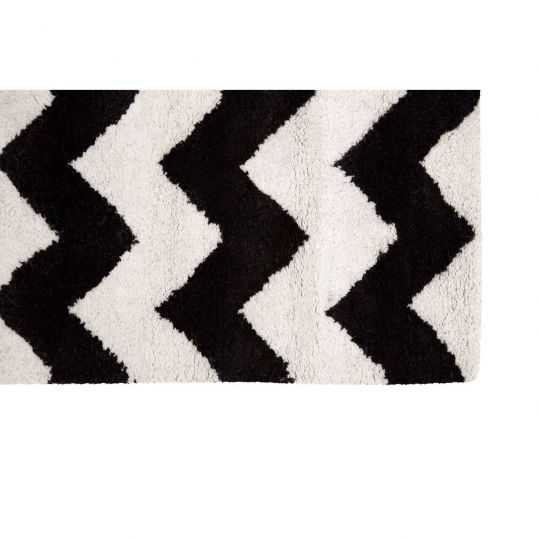 Black & White Stripes ZIG ZAG Floor Rug - Wool