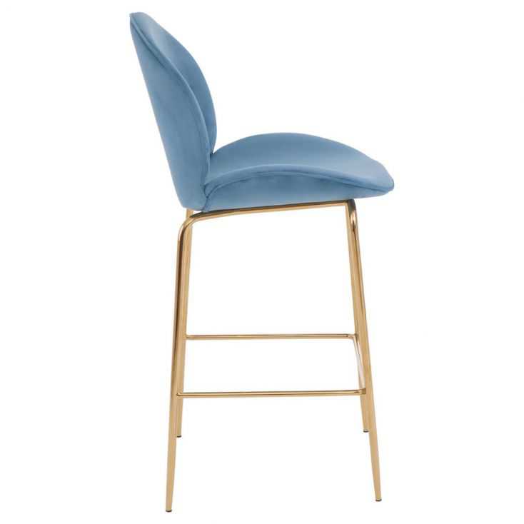 Blue Designer Velvet Bar Stool