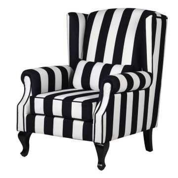 Monochrome Black & White Striped Armchair - Smithers of Stamford