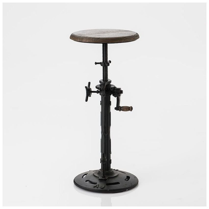 Adjustable Wind Up Industrial Bar Stool - Smithers of Stamford