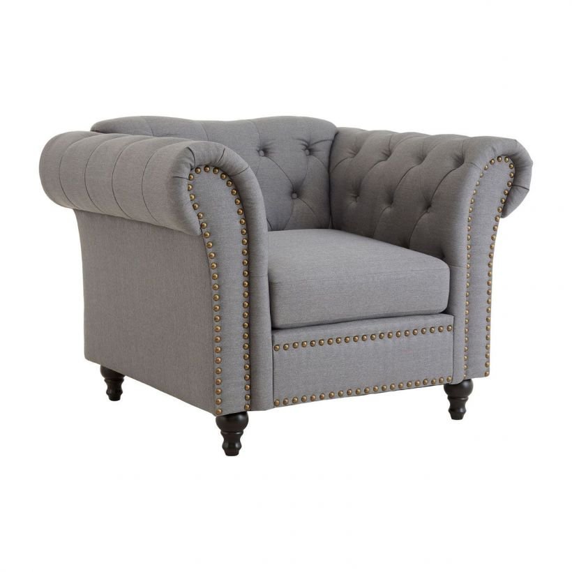 grey chesterfield arm chair