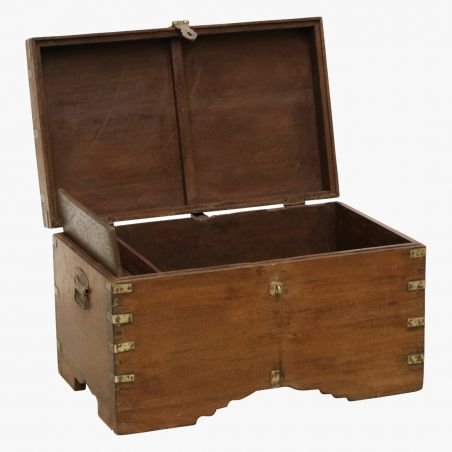 Teak Wood Storage Trunk Chest with Brass Corners Recycled Furniture Smithers of Stamford £465.00 