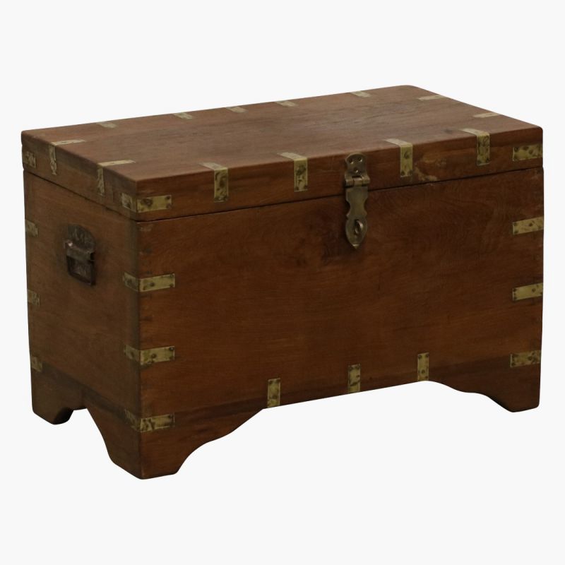 Teak Wood Storage Trunk Chest + Brass Corners Reclaimed Wood Furniture Smithers of Stamford Â£465.00 Store UK, US, EU, AE,BE,C...