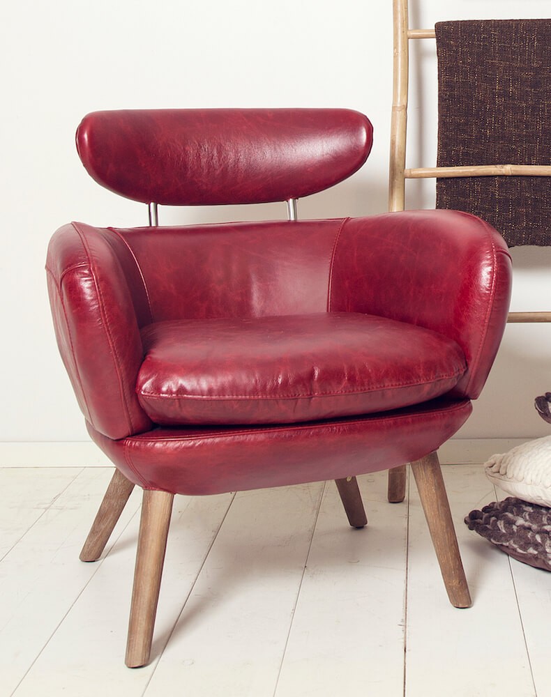 barbican red leather armchair