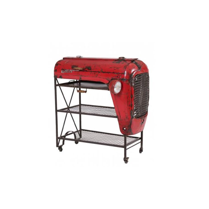 Cool Outdoor Red BBQ Grill Converted From Massey Ferguson Tractor Hood